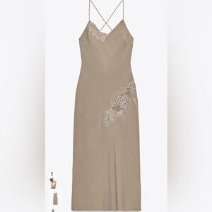 Zara Beige Lace Midi Dress